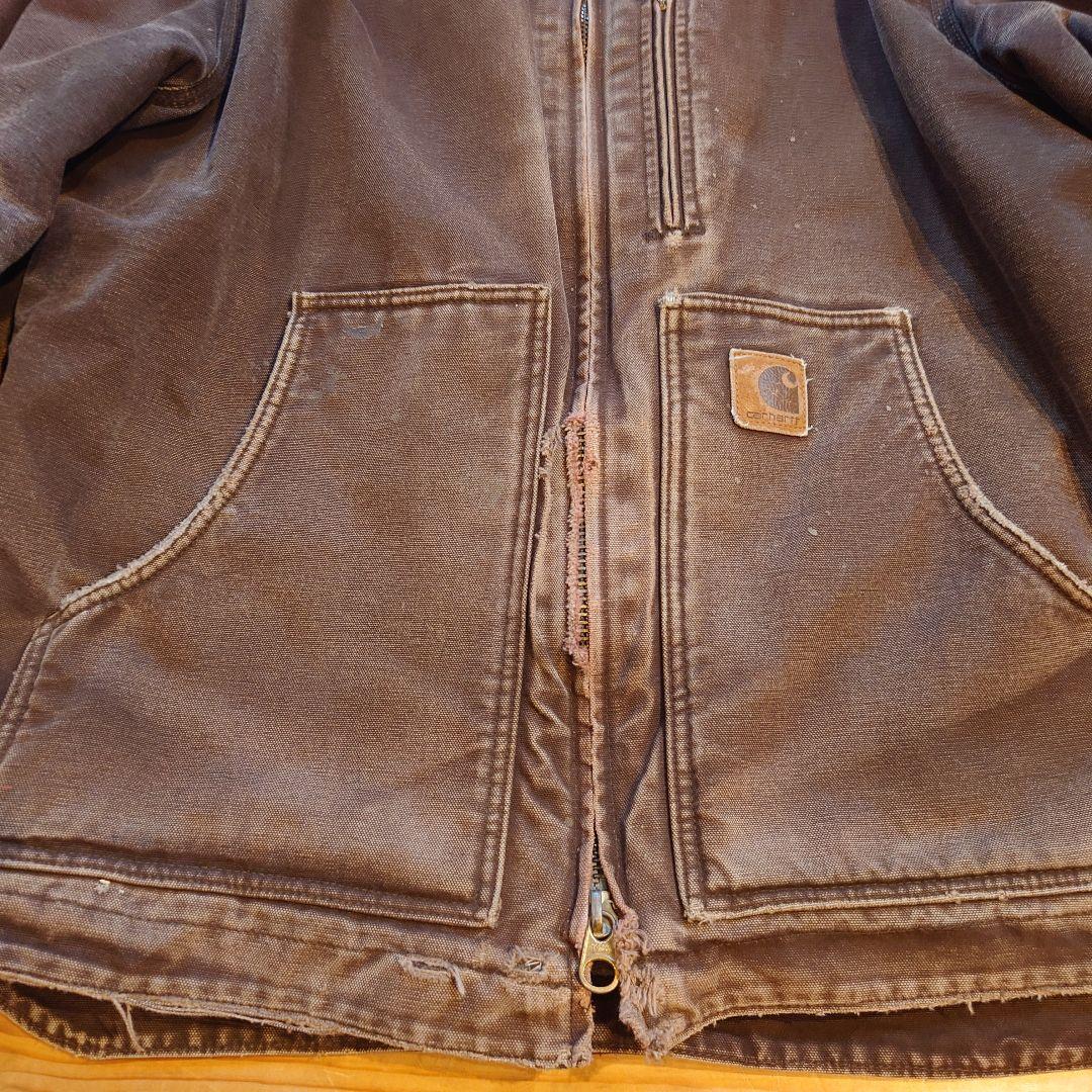 carhartt ダックジャケット ダークブラウン DKB フェード ボロ