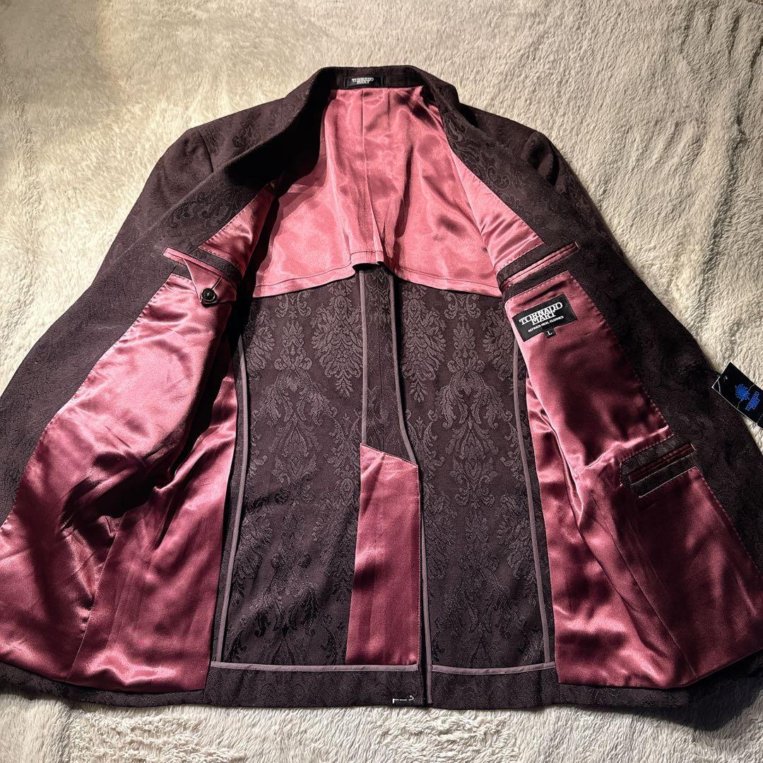 新品TORNADO MART ジャケット L ジャガード ワインレッド Y2K
