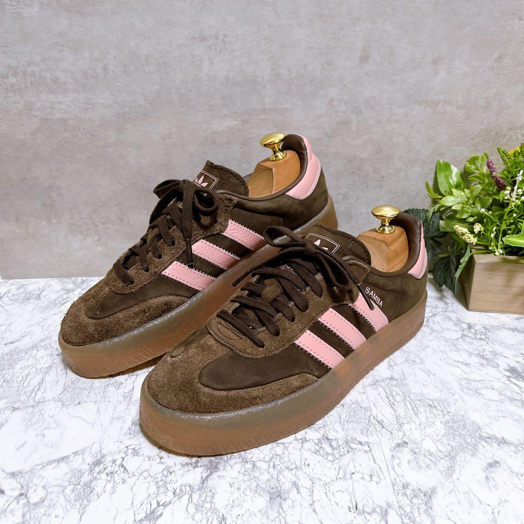極美品【adidas アディダス 】SAMBA レザースニーカー 茶 25