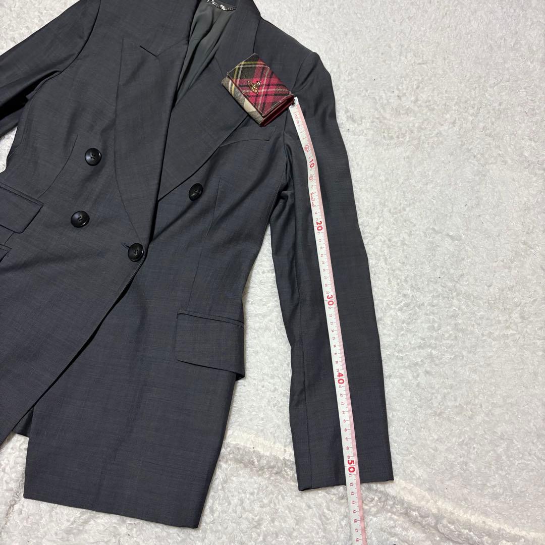GUCCI グッチ ダークグレー テーラードジャケット ダブル 38 シルク混