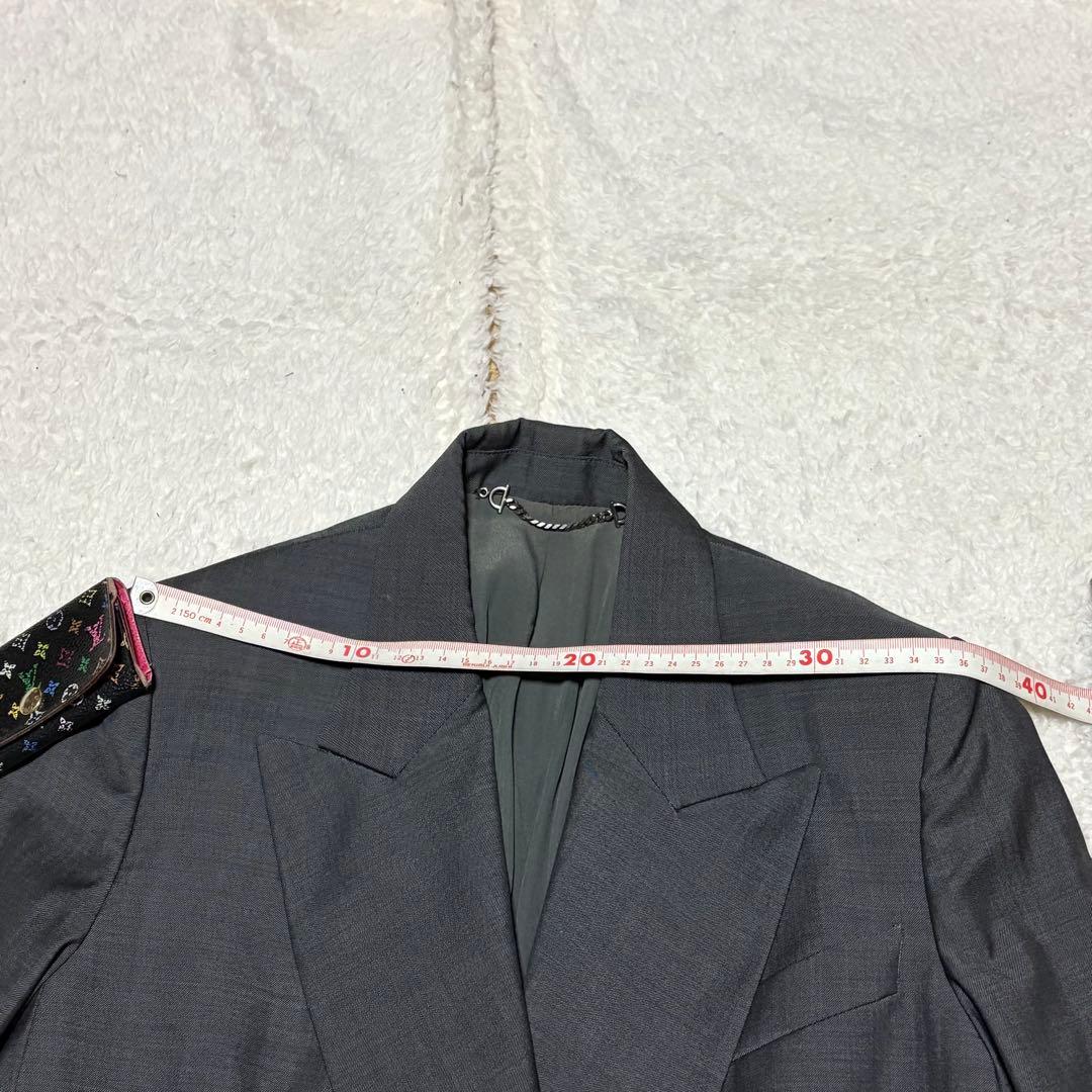 GUCCI グッチ ダークグレー テーラードジャケット ダブル 38 シルク混