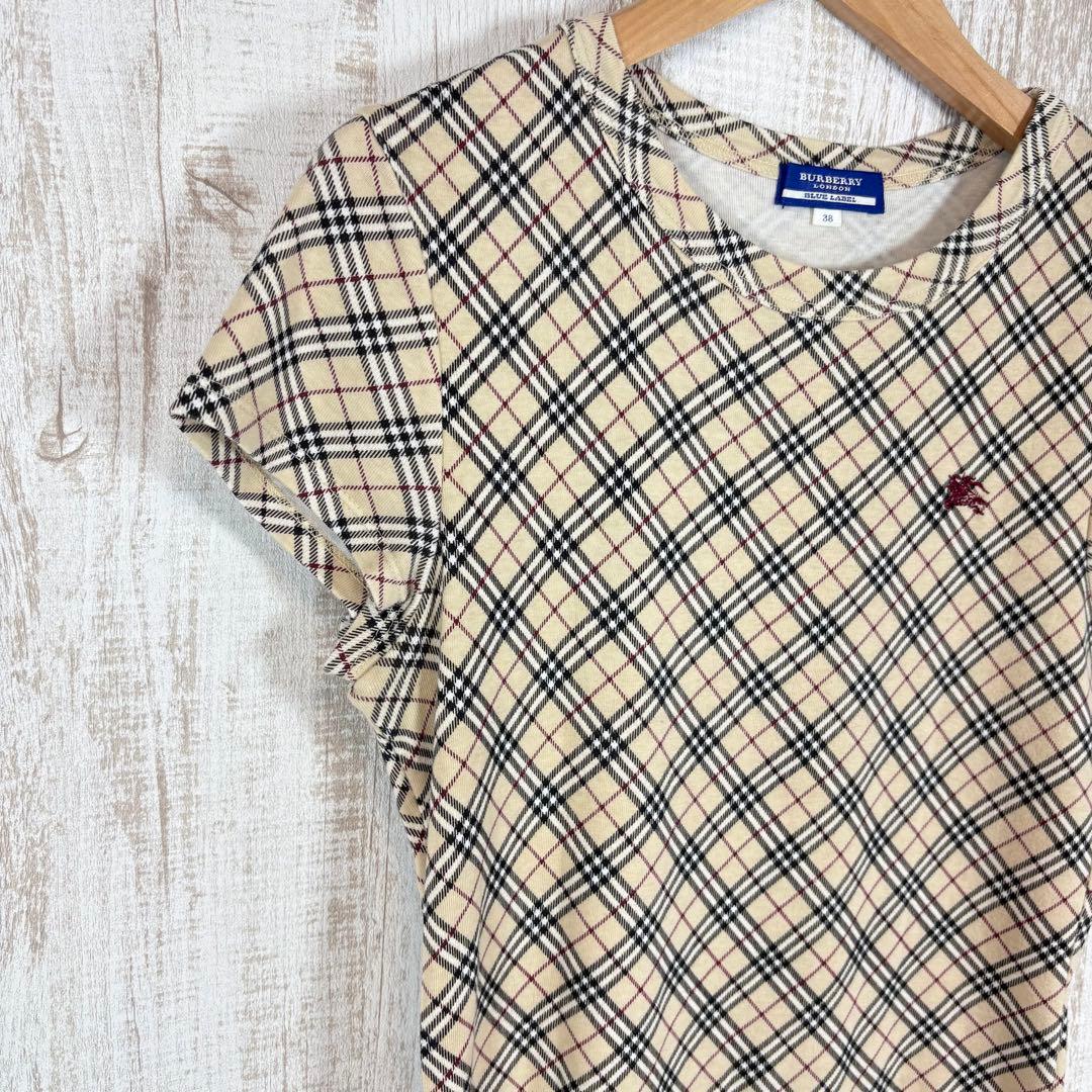 バーバリーブルーレーベル ホースロゴ刺繍 ノバチェック Tシャツ y2k 平成
