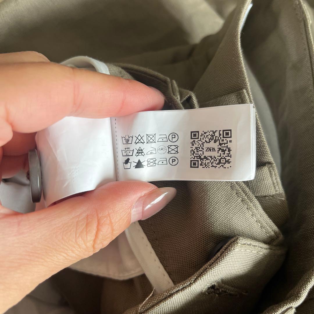メンズ　カーキ　セットアップ リネン風 ZARA