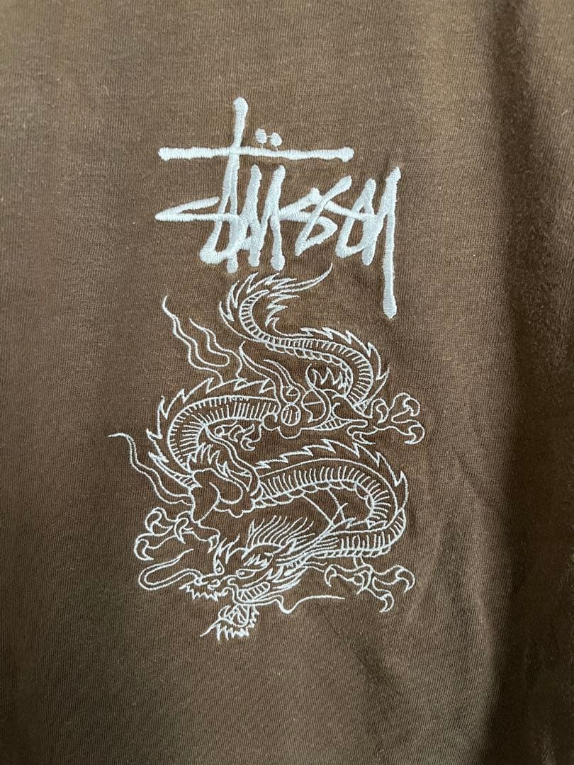 希少　Stüssy ドラゴン 刺繍 Tシャツ L 紺タグ　90s
