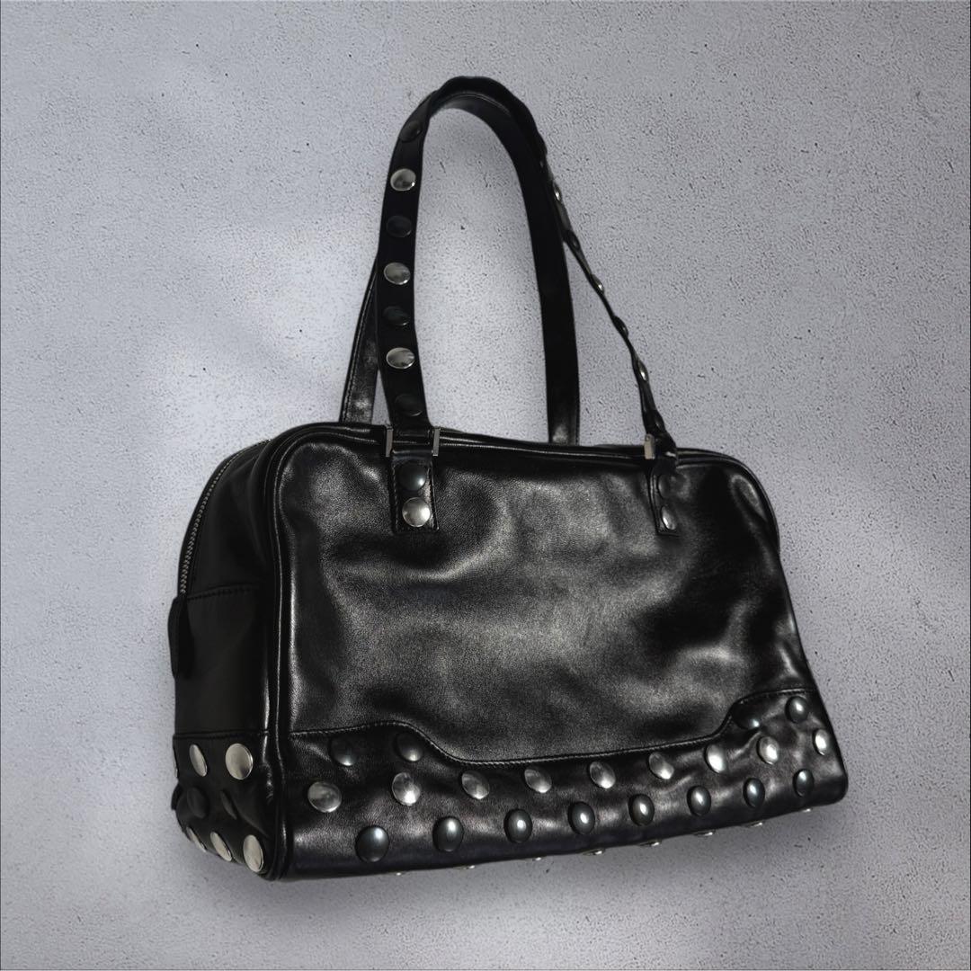 バッグ y2k vintage leather studs Boston bag 90s