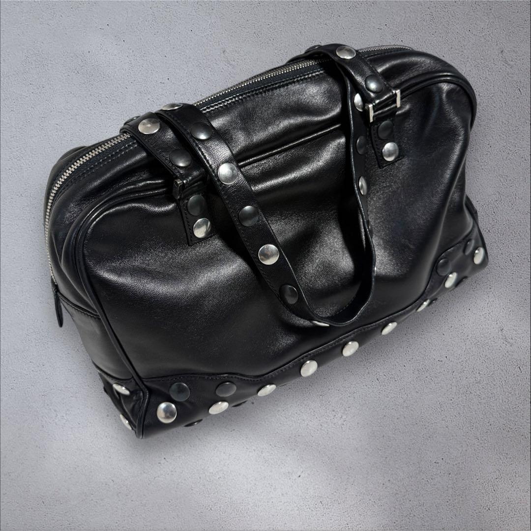 バッグ y2k vintage leather studs Boston bag 90s