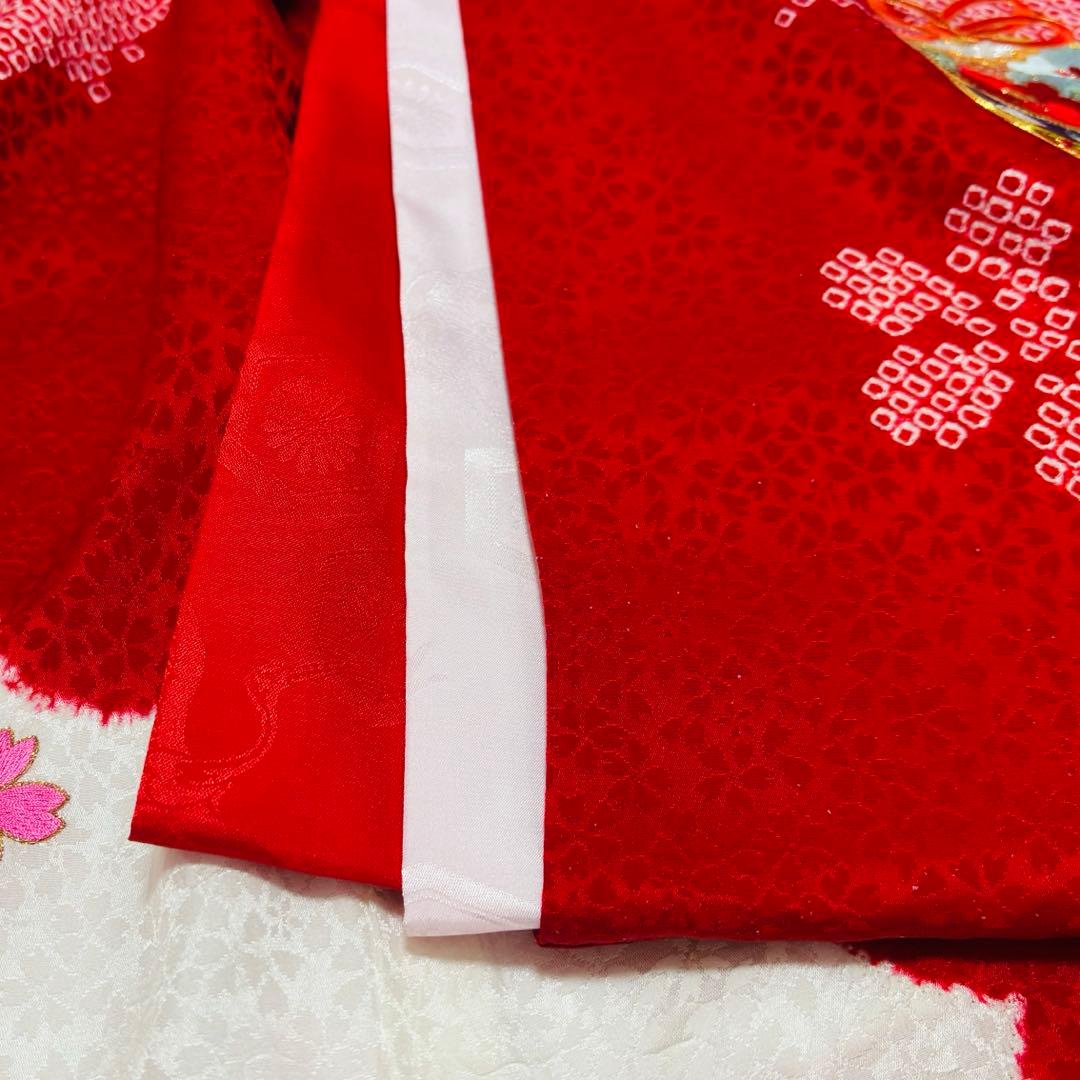 Yume Suzuki 正絹/本絞り 刺繍入 /襦袢付/ 新品たとう紙赤