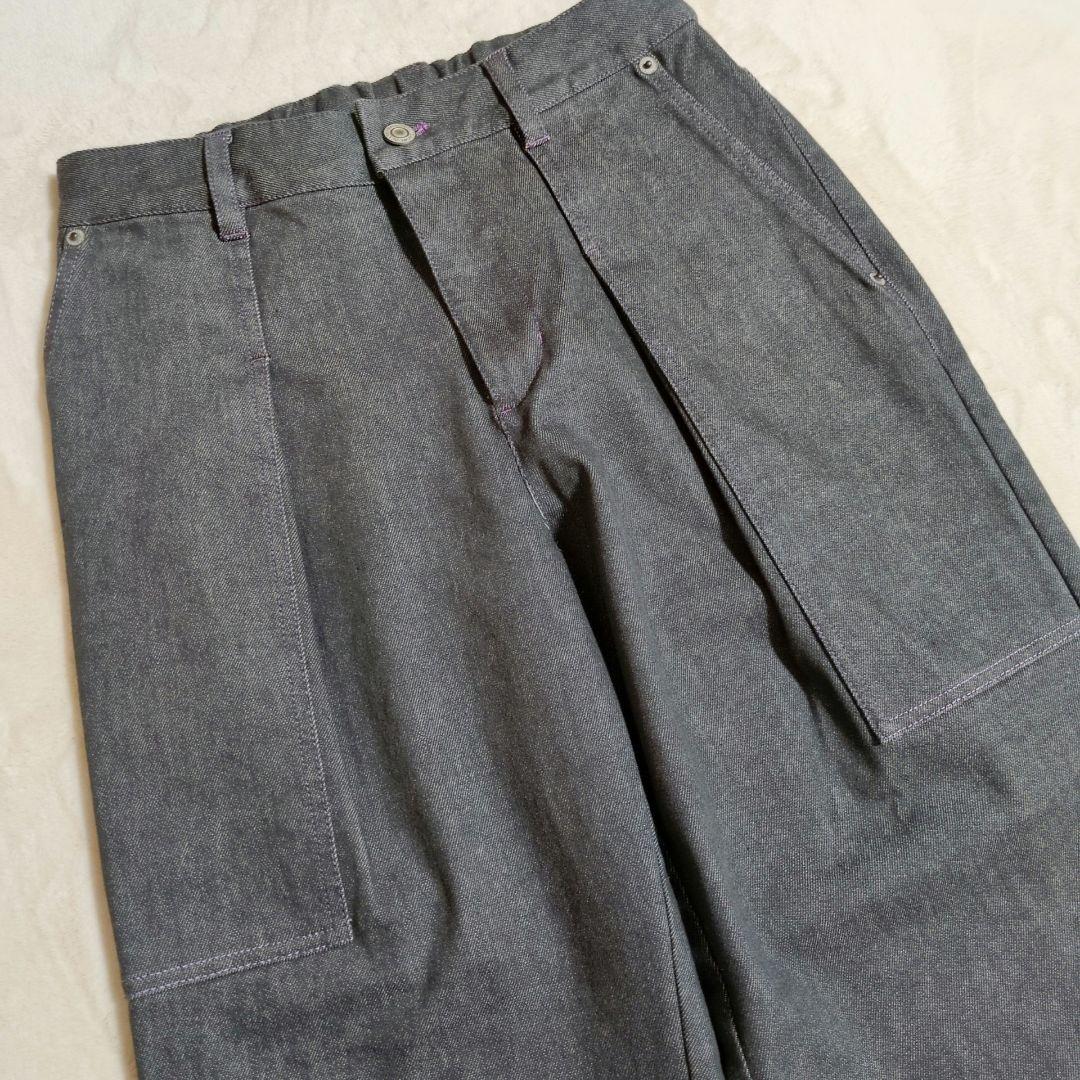 新品✨ JUNKO KITO ジュンコキトウ デニムワイドパンツ 紫ステッチ M
