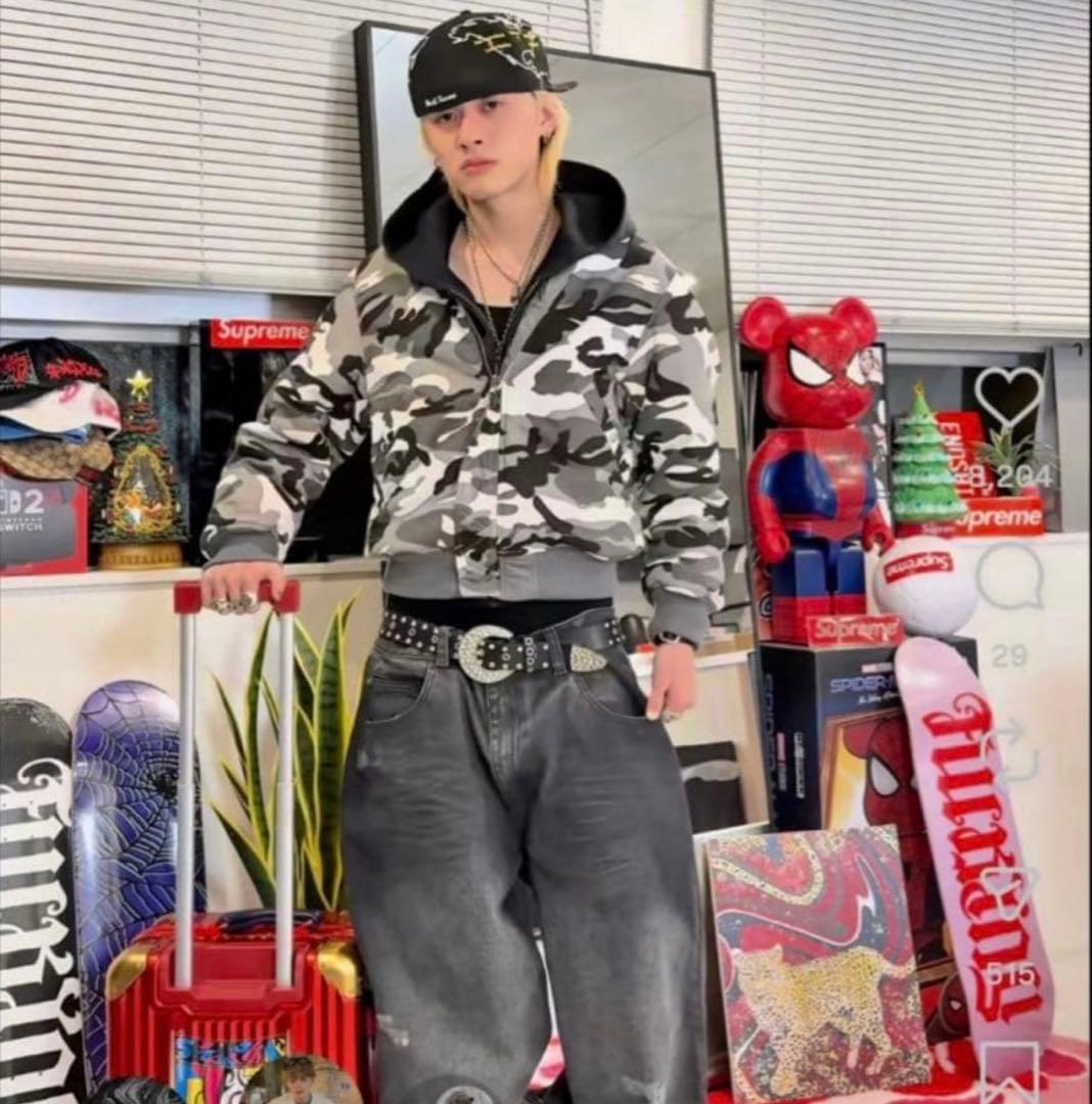 Belvet Camo Reversible MA-1 Jacket グレー