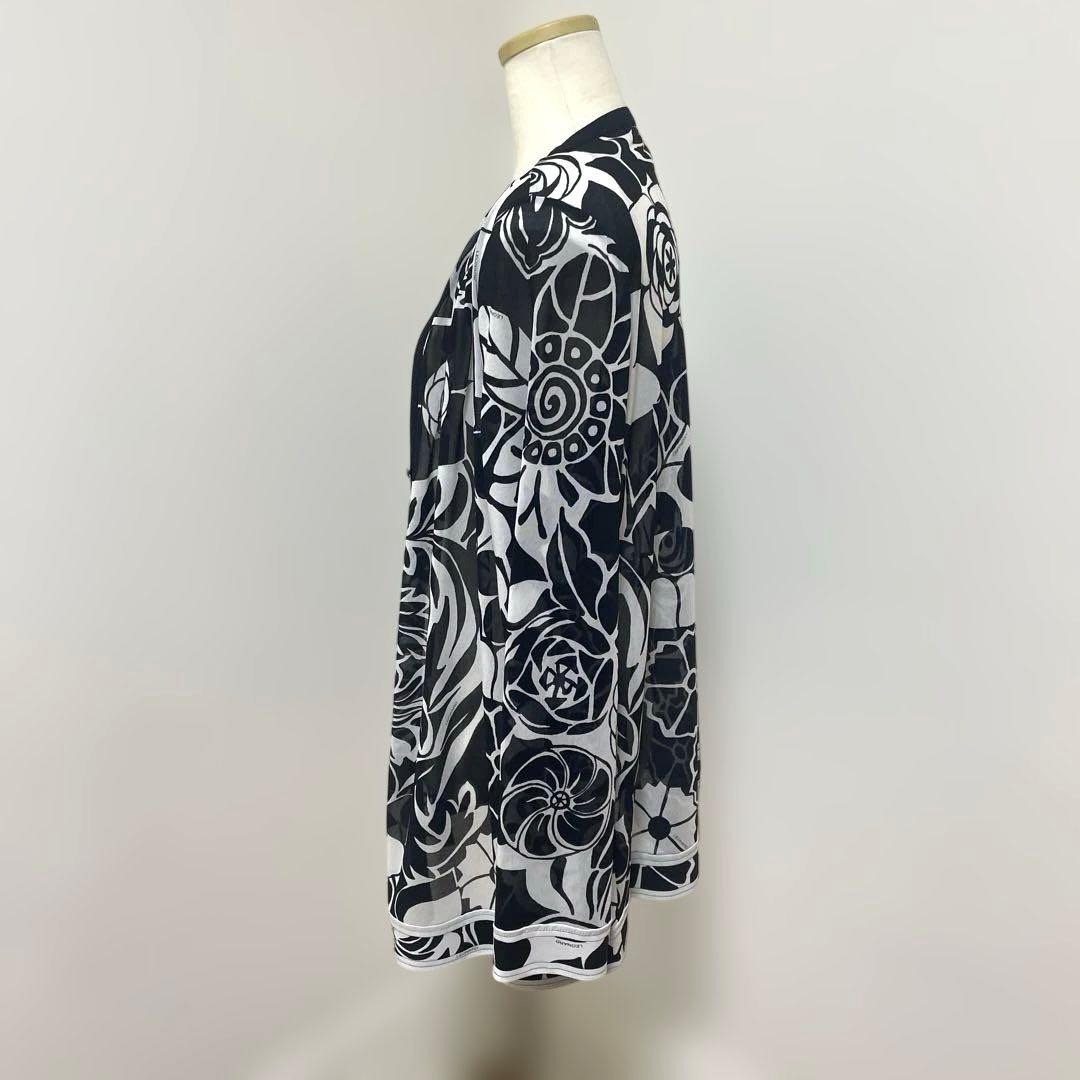 【美品】LEONARD レオナール カーディガン 花柄 モノトーン 42 XL
