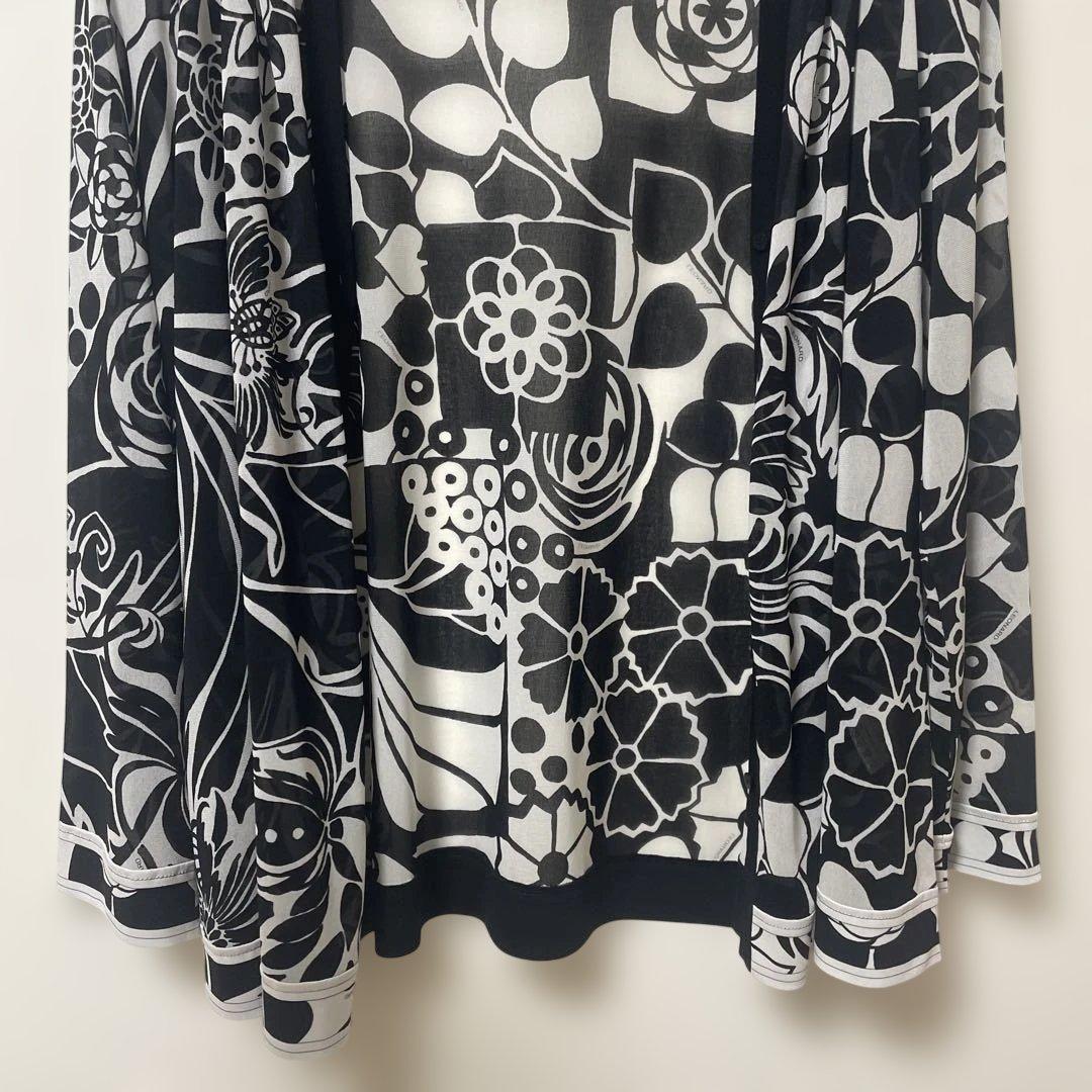 【美品】LEONARD レオナール カーディガン 花柄 モノトーン 42 XL