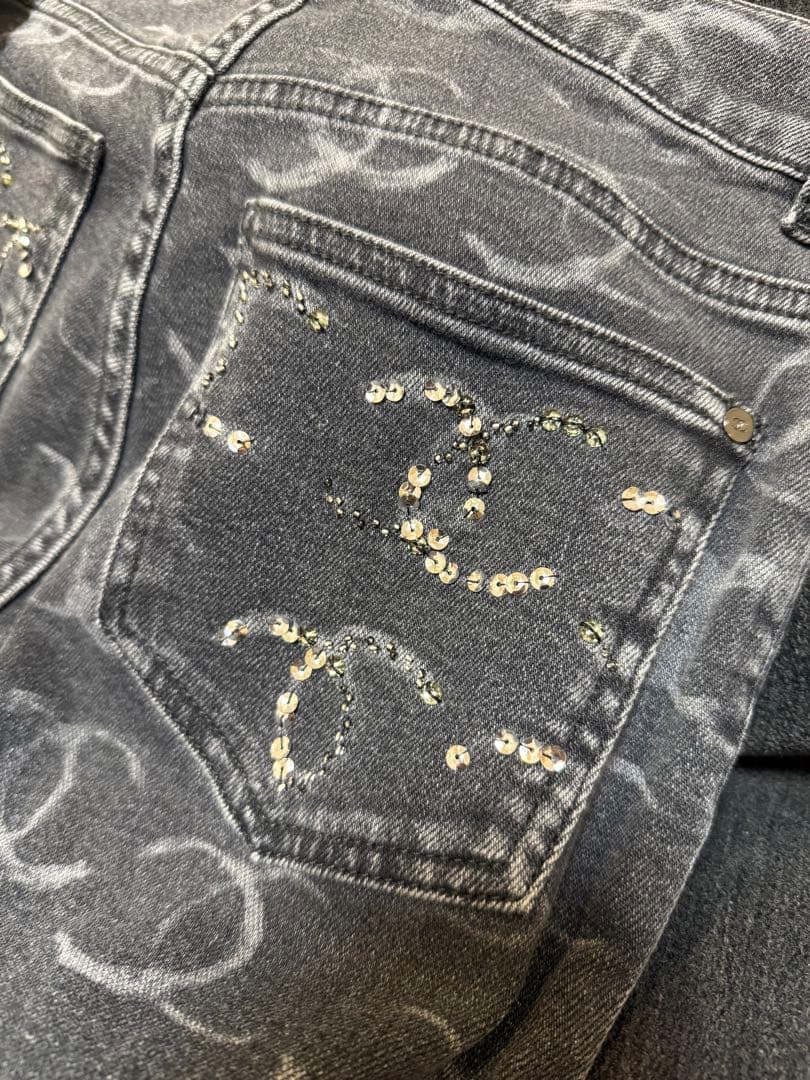 CHANEL シャネル　ココマーク　デニム　グレー　34