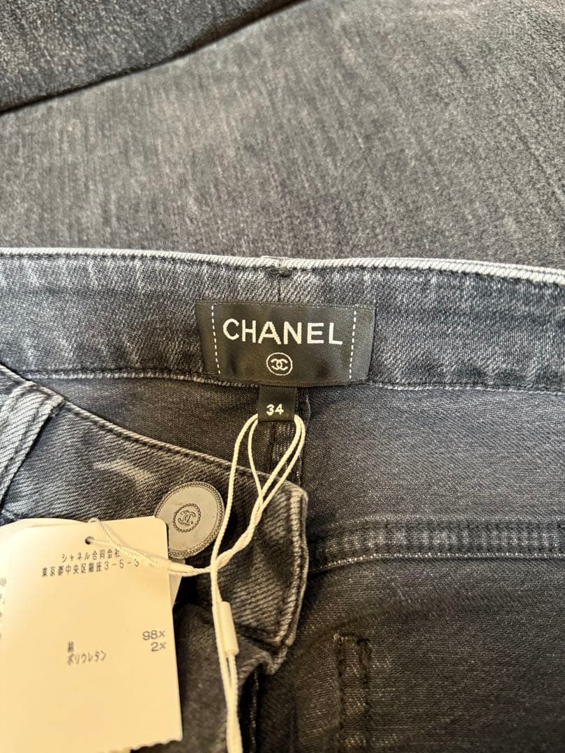 CHANEL シャネル　ココマーク　デニム　グレー　34