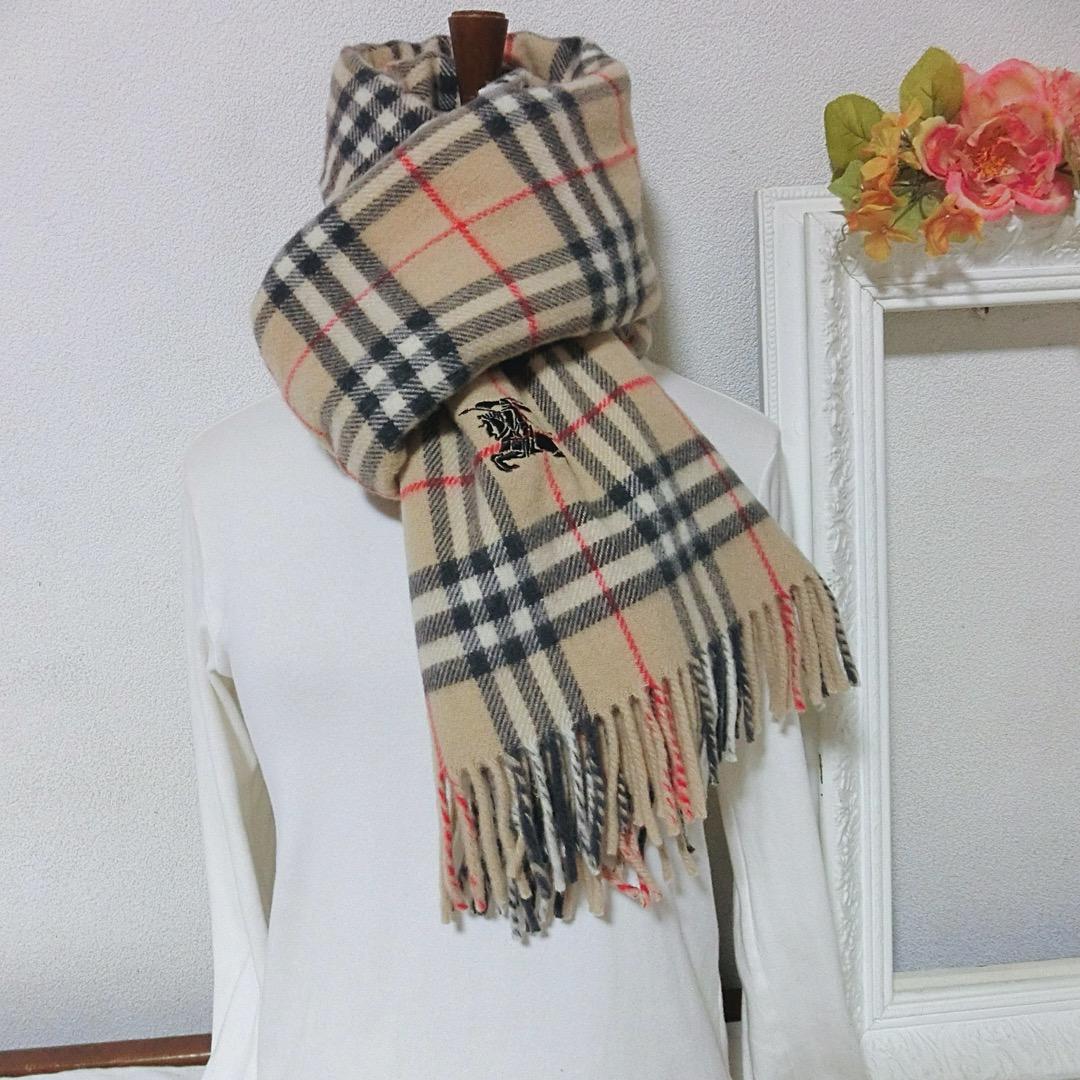 Burberry　バーバリー　ウール100％　膝掛け　大判ストール　大判マフラー