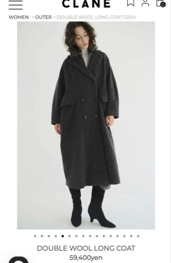 新品 CLANE DOUBLE WOOL LONG COAT グレー 1 クラネ