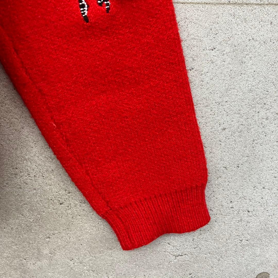 AMERI アメリ しまうま (ゼブラ) 刺繍 ニットカーディガン 赤