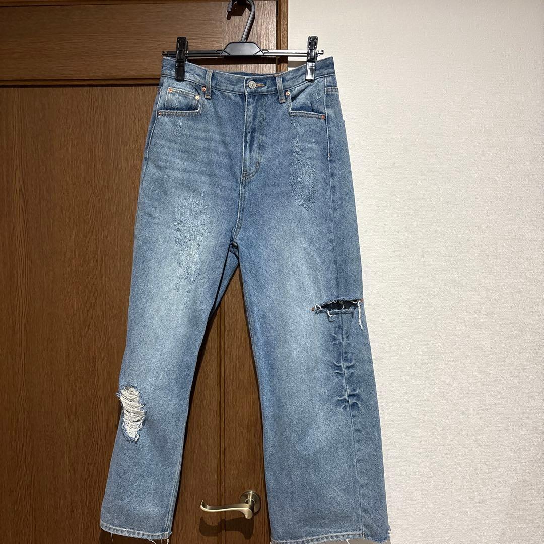 YENN イエン　ハイダメージワイドパンツ　デニム