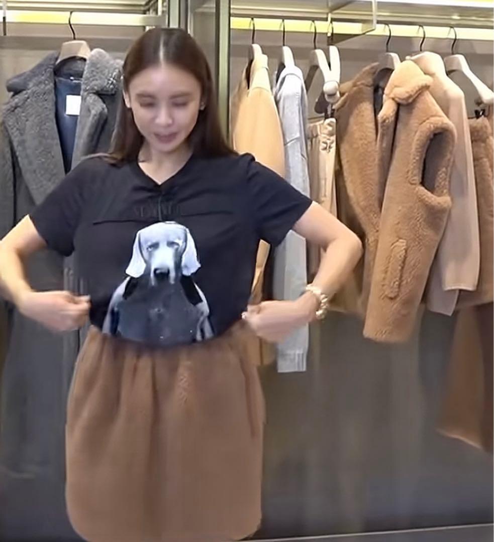 滝沢真紀子さん愛用マックスマーラ Max Mara dog Tシャツ　XS