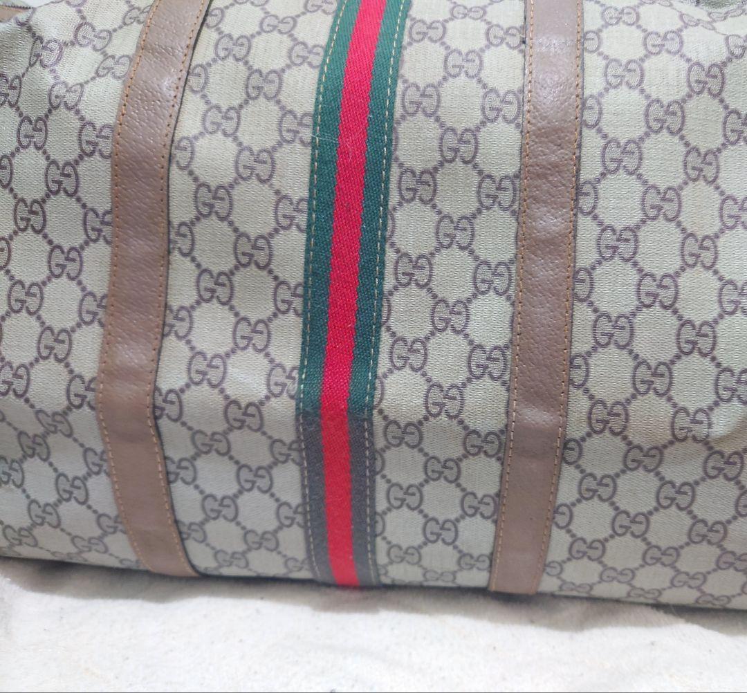 美品【GUCCI】大容量ボストンバッグGGオールドグッチ キャンバス レザー本革