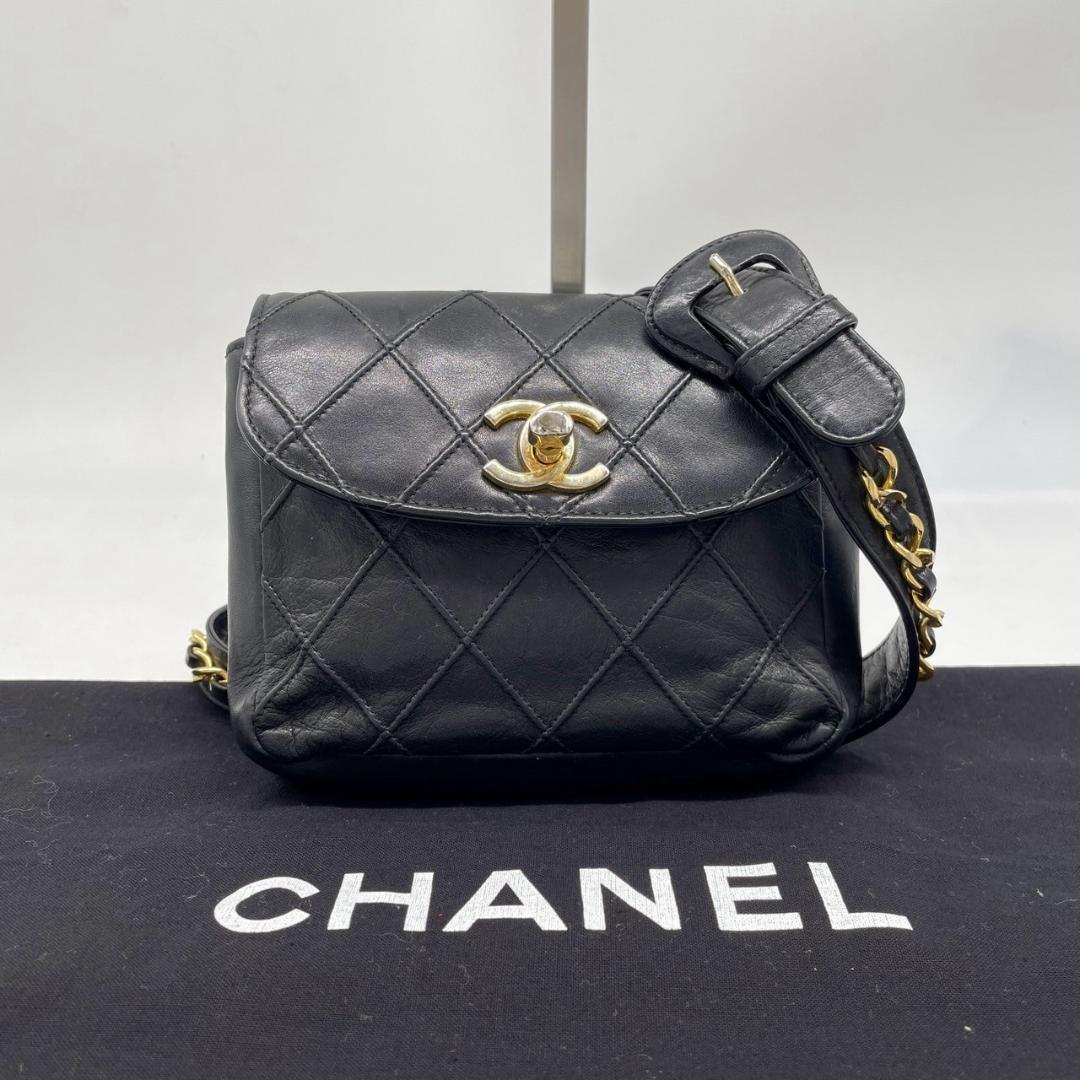 シャネル CHANEL ウエストポーチ ボディバッグ ビコローレ マトラッセ 黒