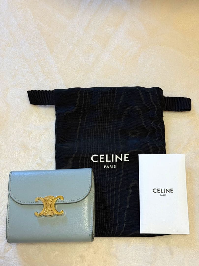 CELINE ライトブルー 二つ折り財布