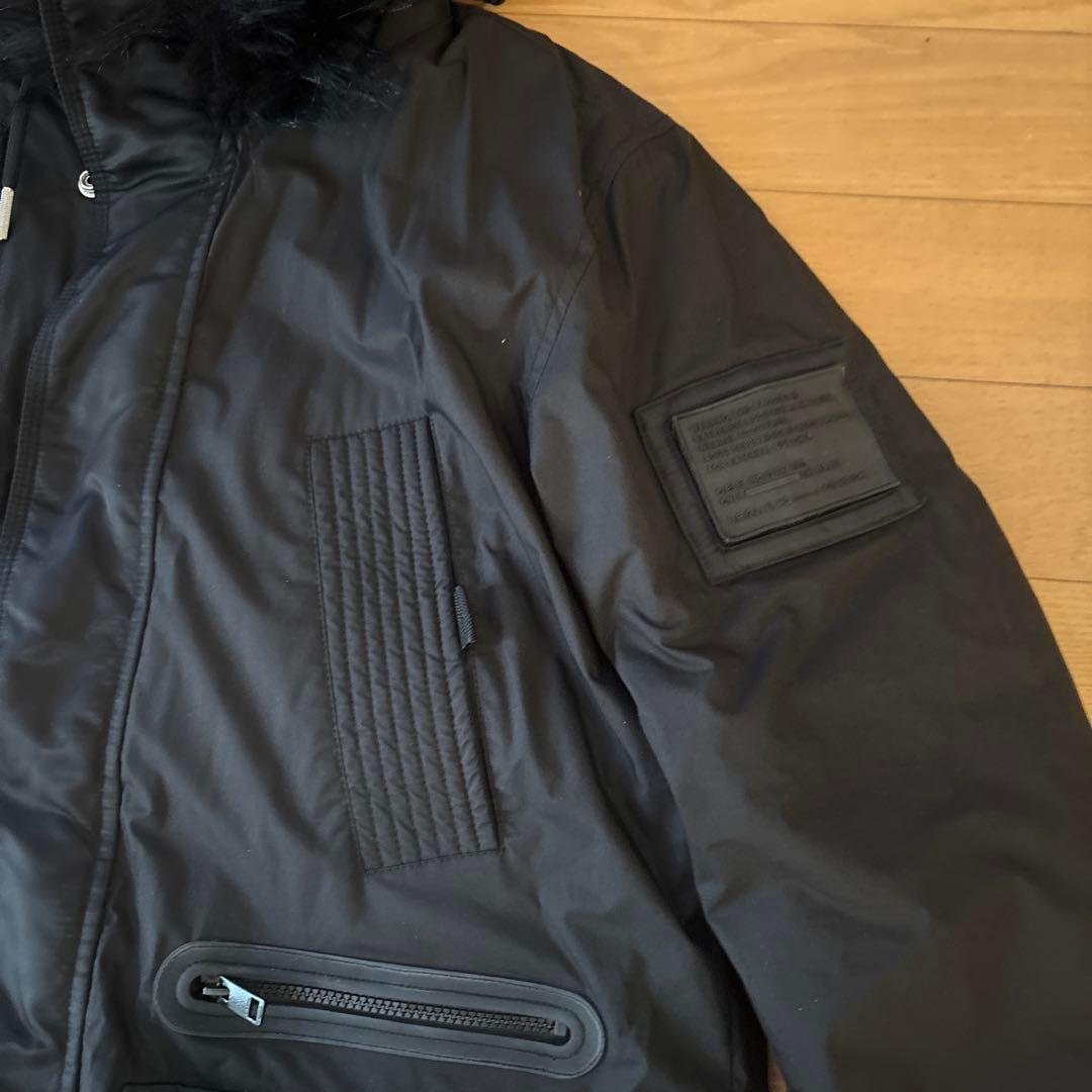 Diesel ブラック モッズコート ファー付き