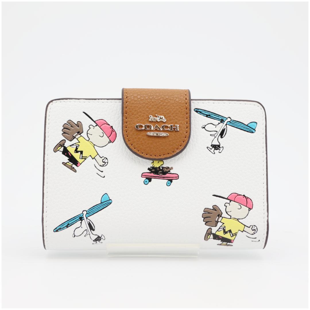 【新品同様】COACH × PEANUTS スヌーピー 二つ折り財布 ホワイト