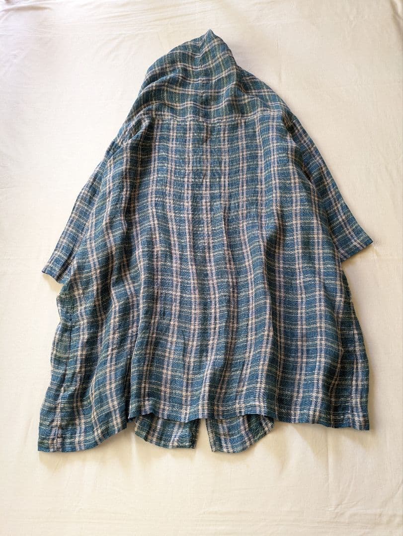 nest robe リネン ガーゼ マドラスチェック ローブシャツ