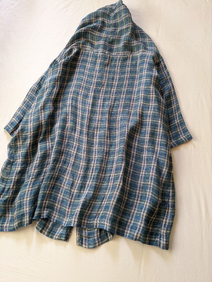 nest robe リネン ガーゼ マドラスチェック ローブシャツ