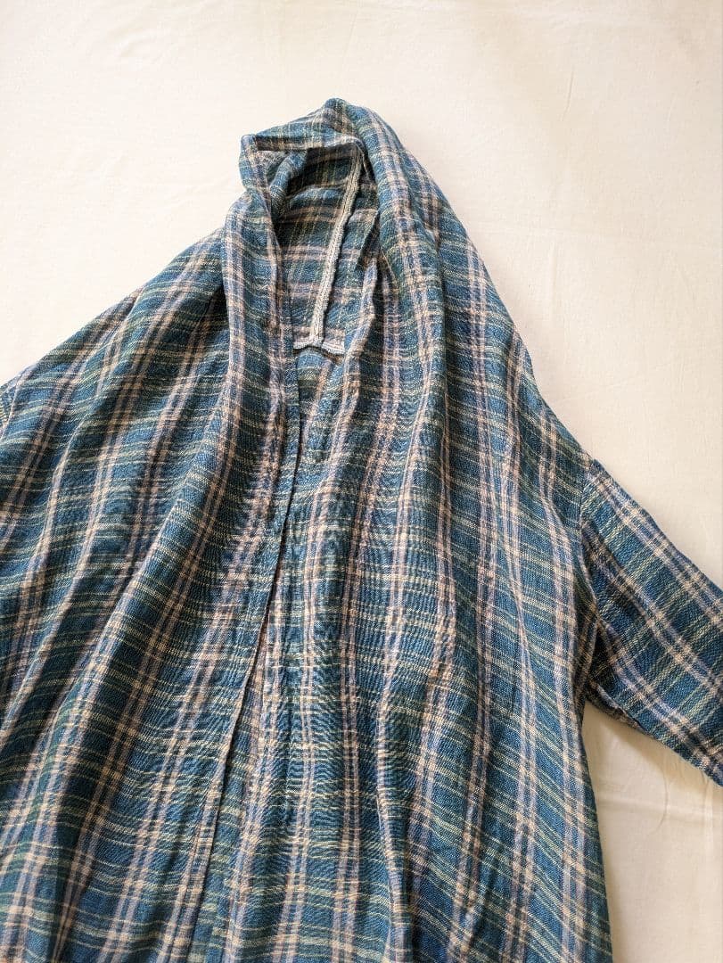 nest robe リネン ガーゼ マドラスチェック ローブシャツ