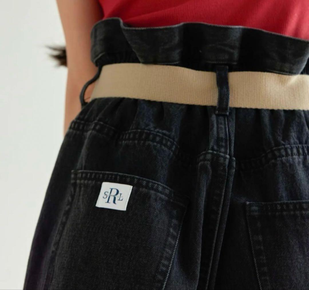 美品！searoomlynn オーバーウエストワイドデニム SRN05　ブラック