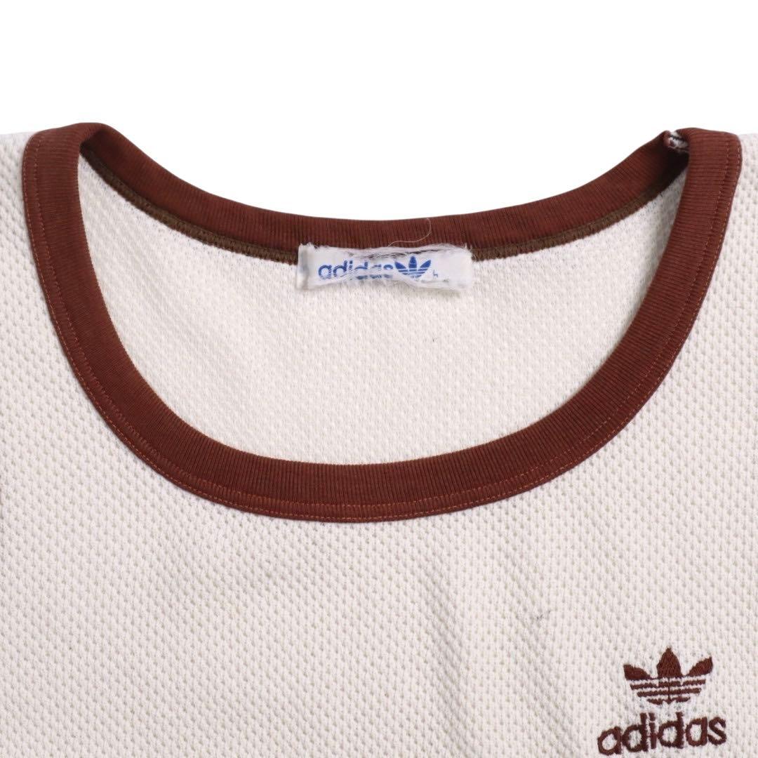 70s 80s adidas ワッフル タンクトップ ノースリーブ 白茶