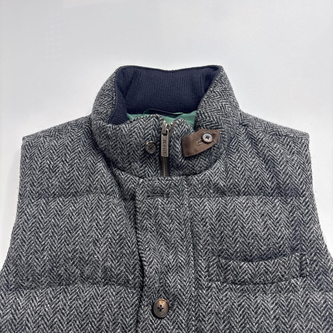 【極美品】KENT ケント　ハリスツイード　ダウンベスト　ヘリンボーン　LL