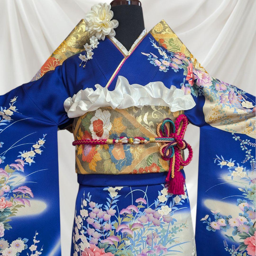 SALE中！振袖フルセット(7点)成人式・高級古典柄・金彩加工・高級手縫い