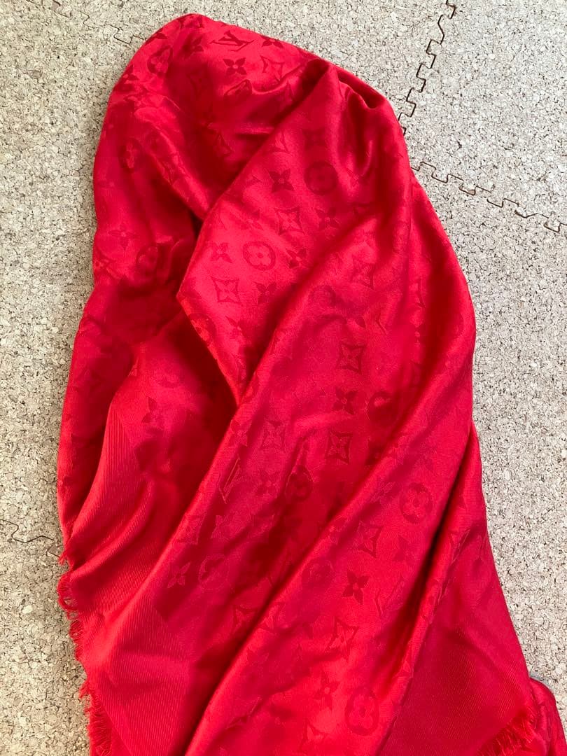 LOUIS VUITTON レッド ストール　シルクウール
