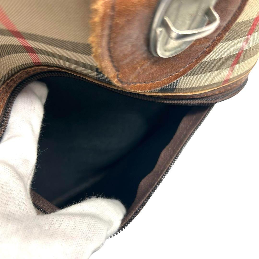 良品 786 BURBERRY ボストンバッグ ノバチェック シャドーホース