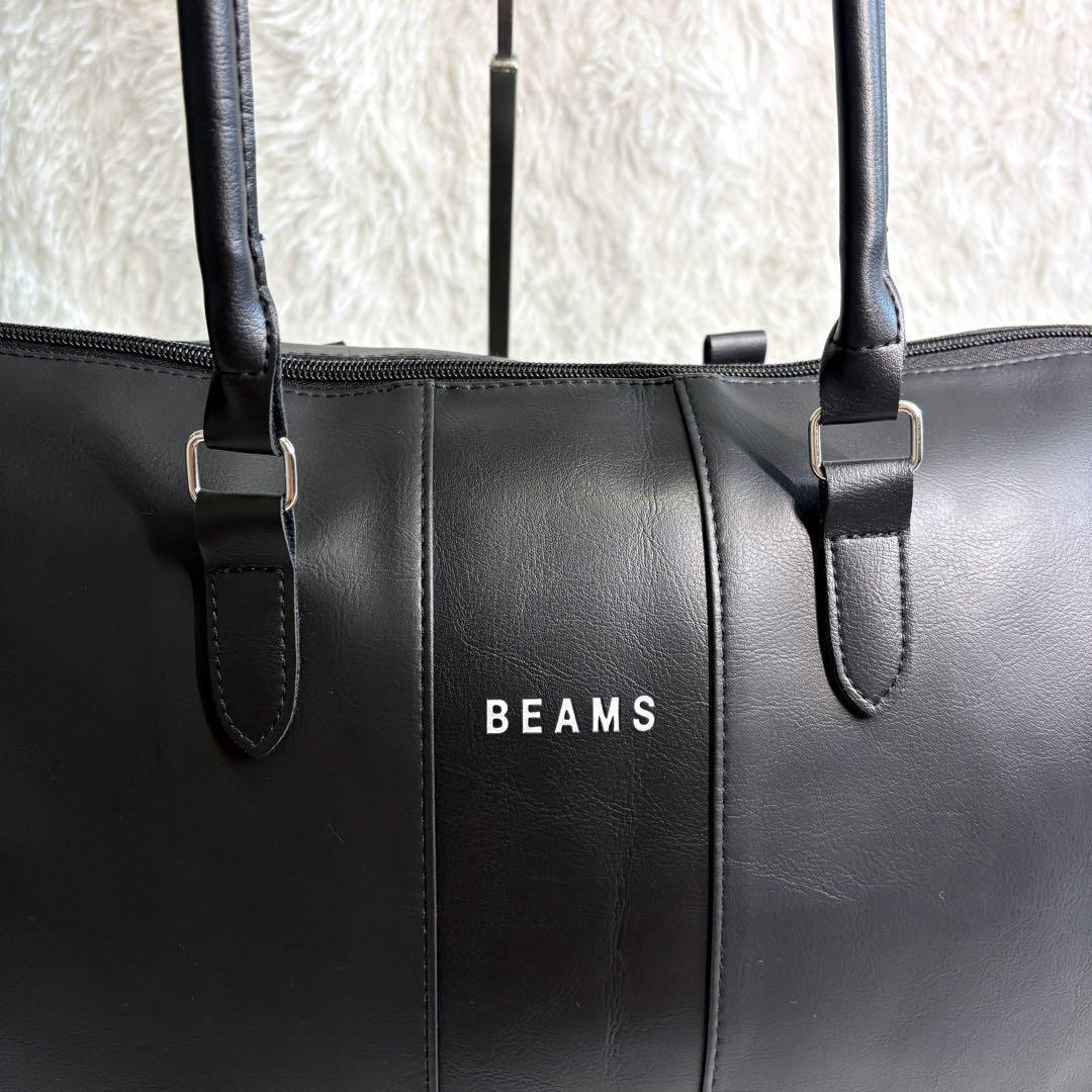 【美品】BEAMS ビジネストート バッグ ゴルフバッグ レザー ブラック A4