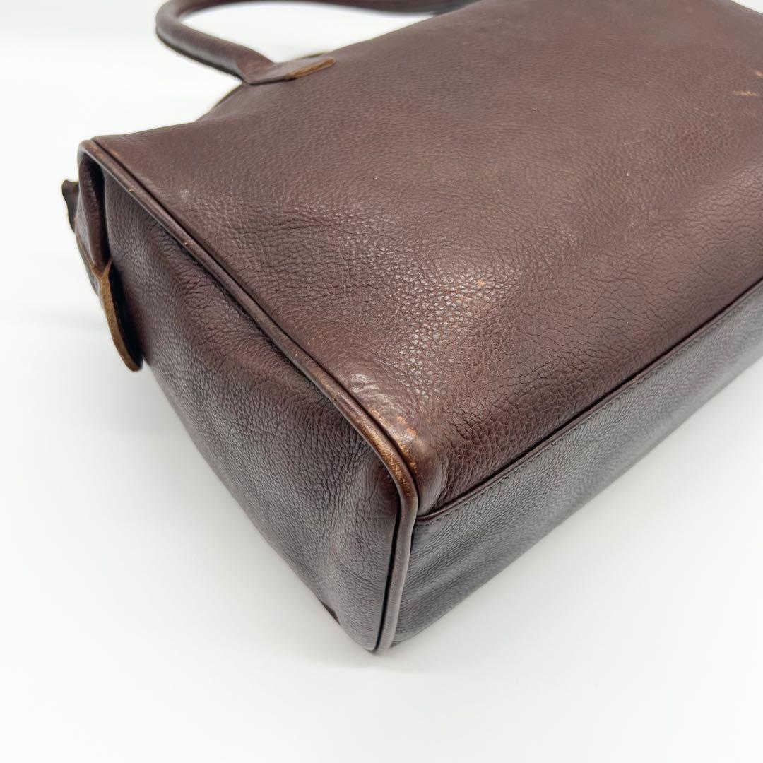 良品✨イルビゾンテ　ミニボストンバッグ　レザー　ブラウン　ロゴ型押し