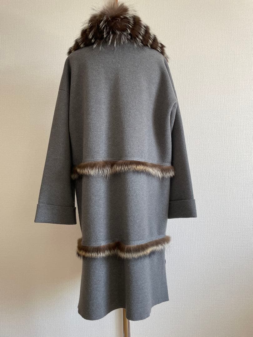 CIVIDINI フォックスファー付き ウールコート イタリア製