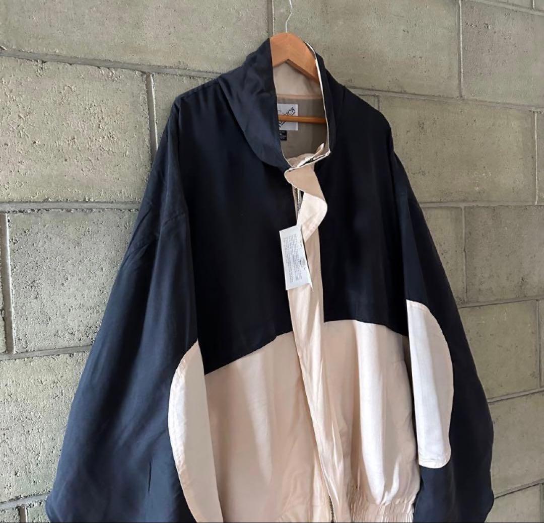 デッドストック GOOUCH シルクジャケット XL ベージュ　ブラック