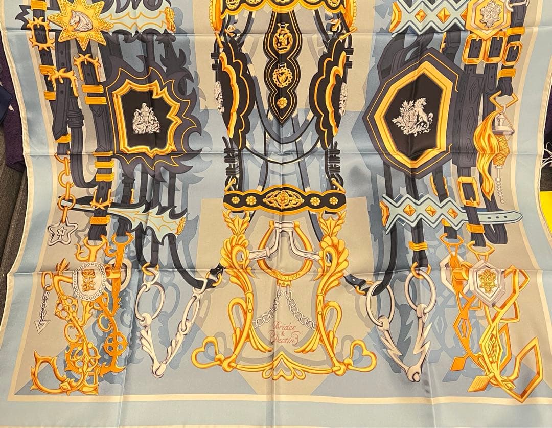 エルメス HERMES カレ90 BRIDES ET DESTINスカーフシルク