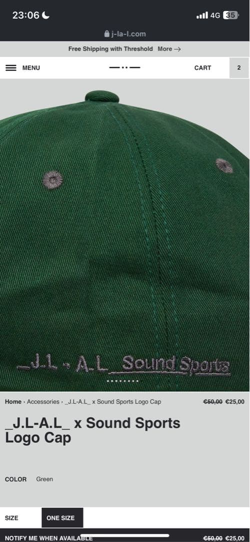帽子 J.L-A.L x Sound sports logo cap green