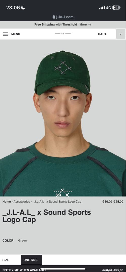 帽子 J.L-A.L x Sound sports logo cap green