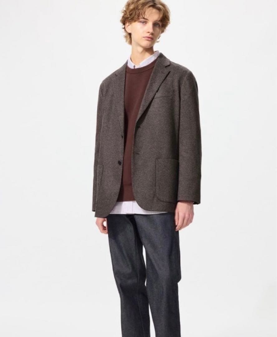 【新品未使用】UNIQLO ブラッシュドジャージージャケット　L ダークブラウン