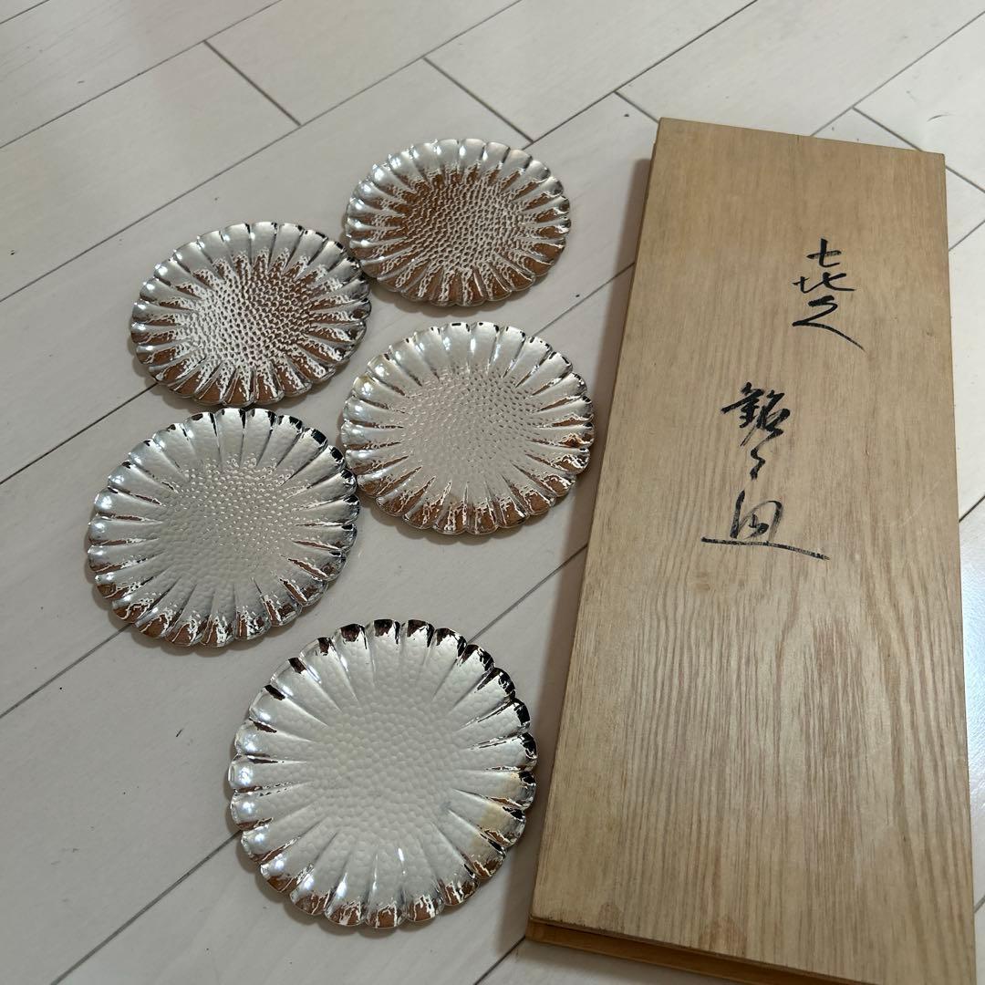 新品◆①喜久彫　銘々皿　銀　WAKO アンティーク食器　ヴィンテージ