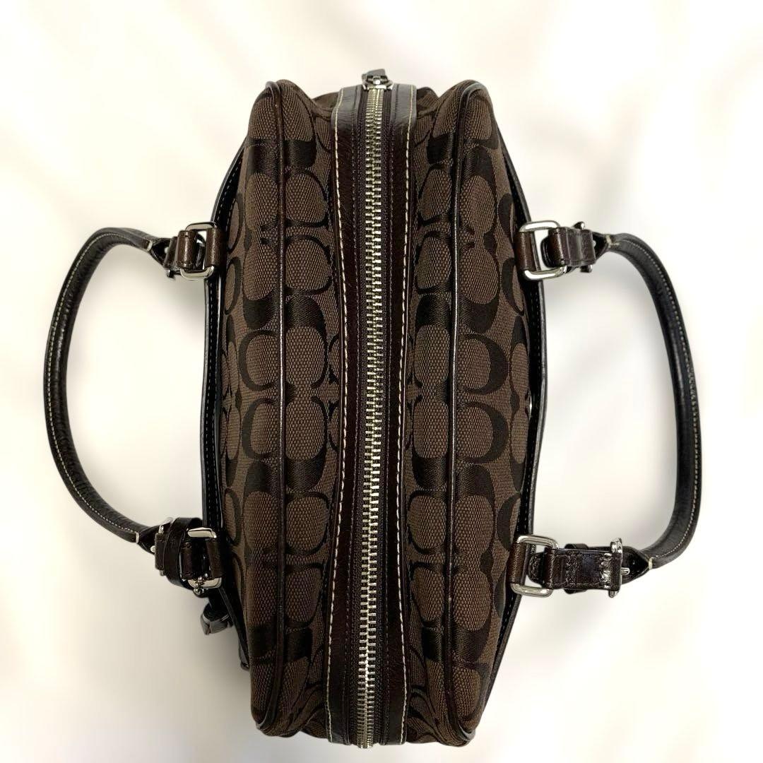 【未使用品】coachシグネイチャー　ミニボストン　ブラウン　保存袋　カード付
