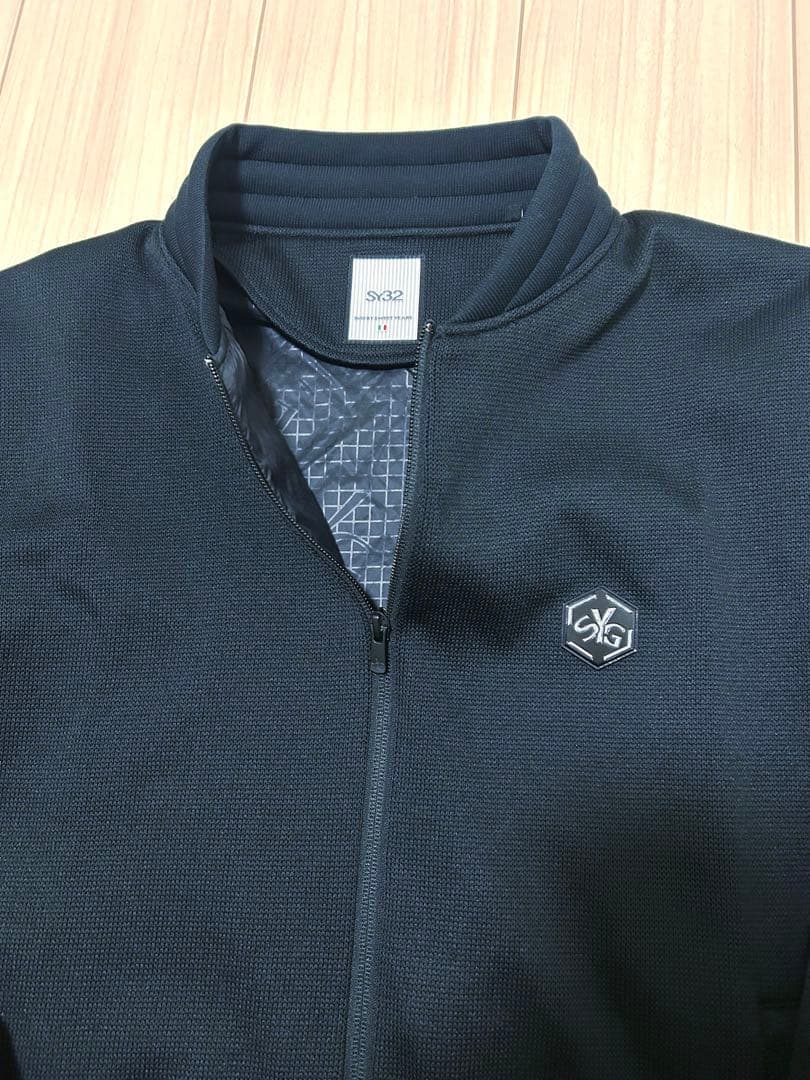 【美品】SY32 GOLF クオーターニット フルジップジャケット L 黒