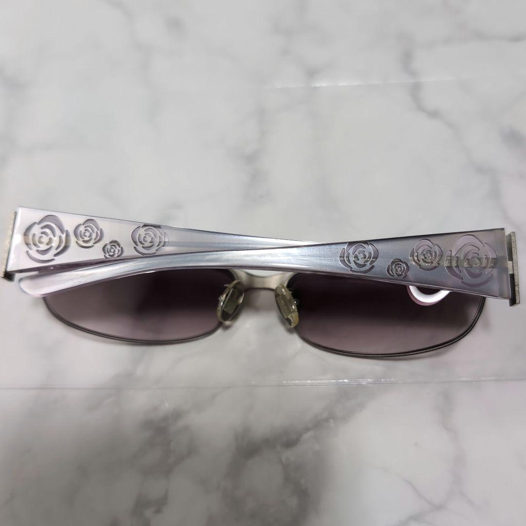 美品 miumiu フラワー加飾ハーフリム サングラス