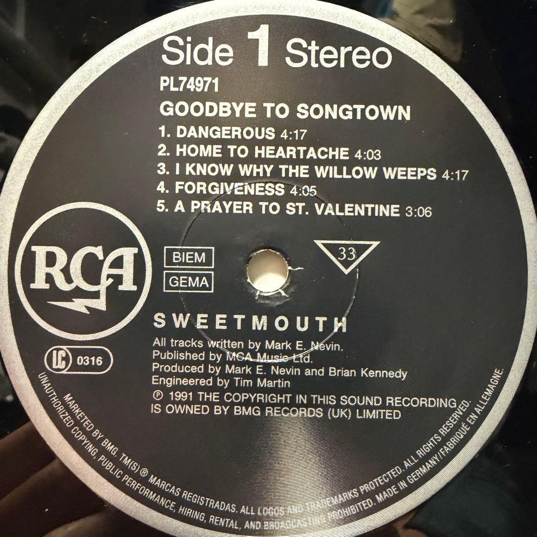 sweetmouth Goodbye To Songtown LP レコード