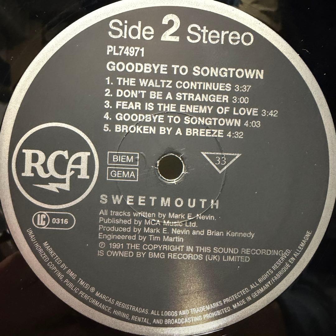 sweetmouth Goodbye To Songtown LP レコード